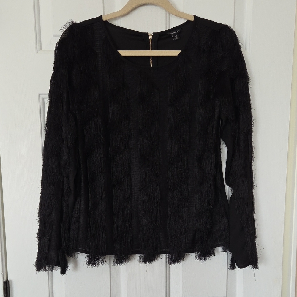 Ann Taylor Black Textured Blouse